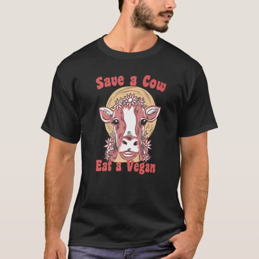 Eine Kuh rette eine vegane Anti-Second Hand Vegeta T-Shirt (Vorderseite)
