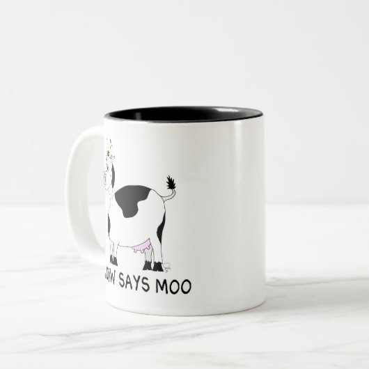 Eine Kuh sagt Moos Zweifarbige Tasse (Vorderseite Links)