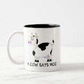 Eine Kuh sagt Moos Zweifarbige Tasse (Links)