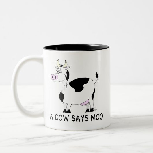 Eine Kuh sagt Moos Zweifarbige Tasse (Links)