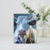 Eine Kuh und die Mondpostkarte Postkarte (Stehend Vorderseite)