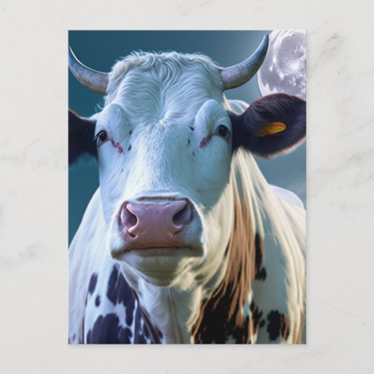 Eine Kuh und die Mondpostkarte Postkarte (Vorderseite)