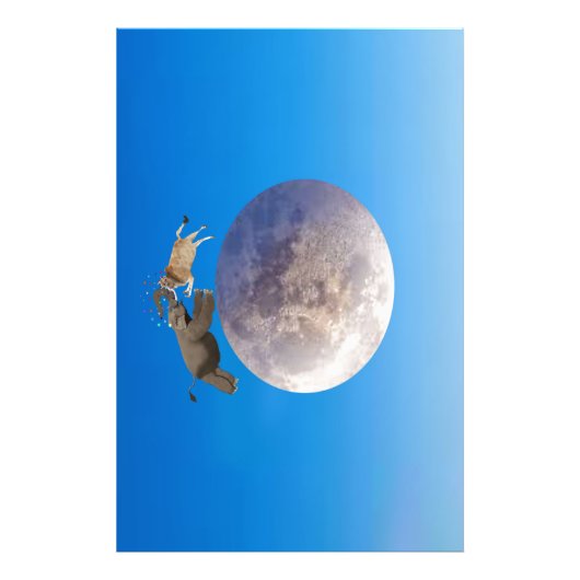 Eine Kuh und ein Elefant sprangen über den Mond Fotodruck (Vorne)