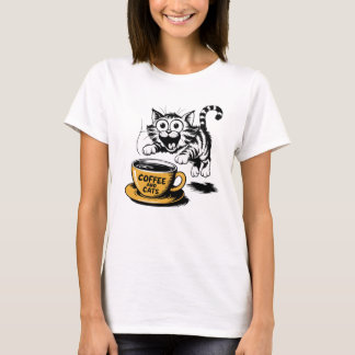 Eine künstlerische Zeichnung einer süßen Katze mit T-Shirt
