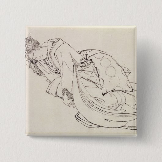 Eine Kurtisane, die eine Schale, 18.-1. Button (Vorderseite)