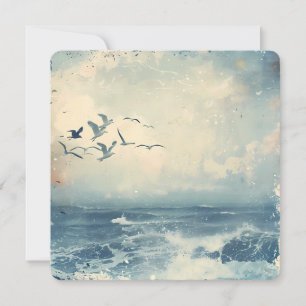Eine Küsten Vögel Ozean Meer Himmel Collage Hinter Feiertagskarte