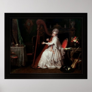 Eine Lady, die auf Harfe spielt von Richard Cosway Poster