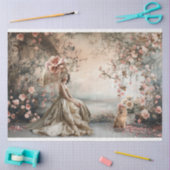 Eine Lady & ein Spitz Portrait & florale Kunst & K Seidenpapier (Basteln)