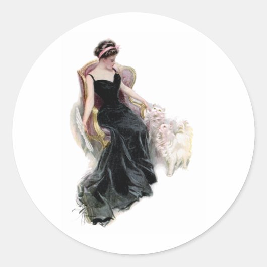 Eine Lady und ihre Katzen Runder Aufkleber (Vorderseite)