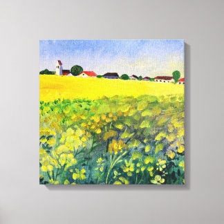 Eine Landschaft mit einem blühenden Feld.zeitgenös Leinwanddruck