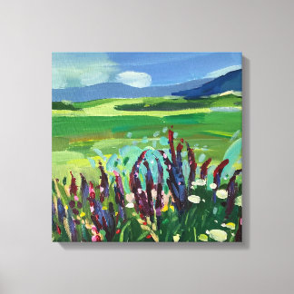 Eine Landschaft mit einem blühenden Feld.zeitgenös Leinwanddruck