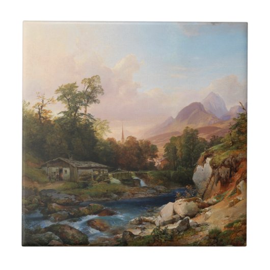 Eine Landschaft mit einer Schmiede Fliese (Vorderseite)
