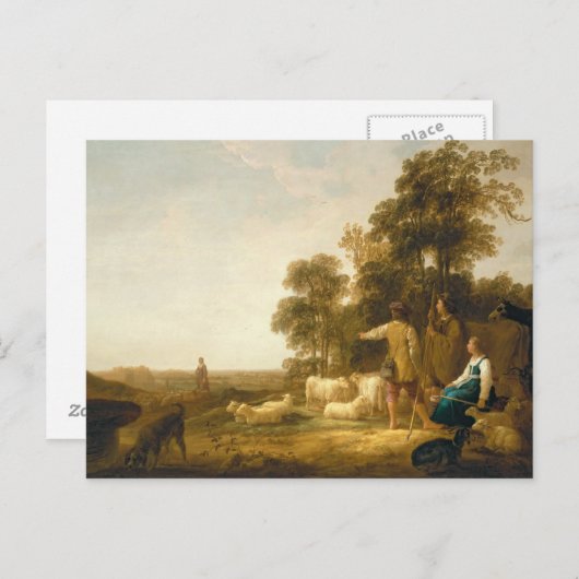 Eine Landschaft mit Hirten und Hirten Postkarte (Vorne/Hinten)