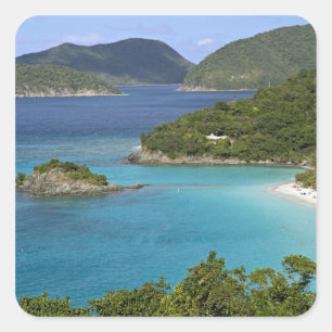 Eine Landschaft von Caneel Bay von einer Straße au Quadratischer Aufkleber