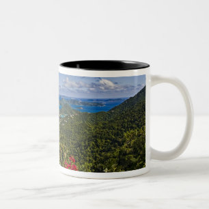 Eine Landschaft von Cruse Bay, St. John U.S Virgin Zweifarbige Tasse