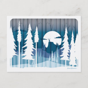 Eine lange Winternacht im vergessenen Wald - Postkarte