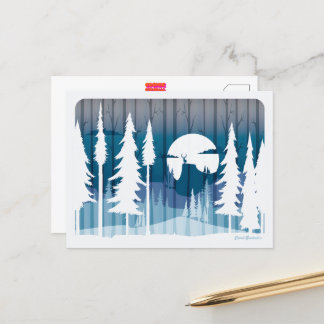 Eine lange Winternacht im vergessenen Wald - Postkarte