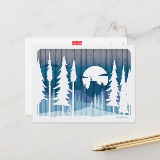 Eine lange Winternacht im vergessenen Wald - Postkarte (Vorderseite/Rückseite Beispiel)