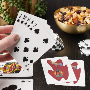 Eine Laterne haltend Spielkarten