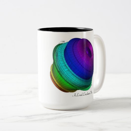 Eine laute Linoleum-Kugel Zweifarbige Tasse (VorderseiteRechts)