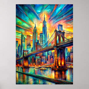 Eine lebendige Aquarellkunst New Yorks - Poster