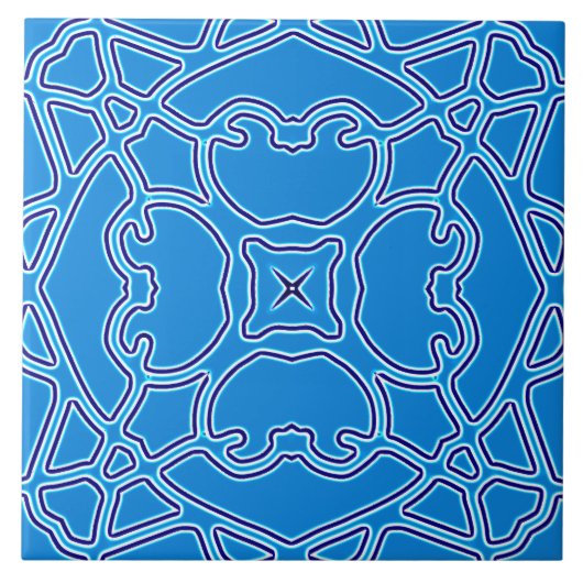 Eine lebendige, blaue, klassische Keramik Fliese (Vorderseite)