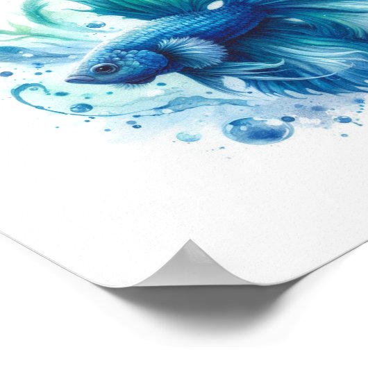 Eine lebendige Blue Betta Fish Print Poster (Ecke)