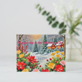 Eine lebendige Blumengarten Weihnachtskarte Postkarte (Stehend Vorderseite)