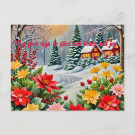 Eine lebendige Blumengarten Weihnachtskarte Postkarte