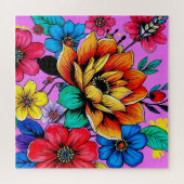 Eine lebendige Blumenillustrierung Puzzle (Horizontal)