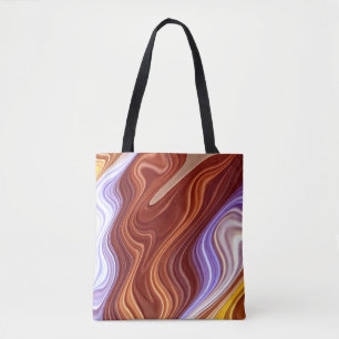 Eine lebendige, bunte, groovige Stofftasche mit Mu Tasche