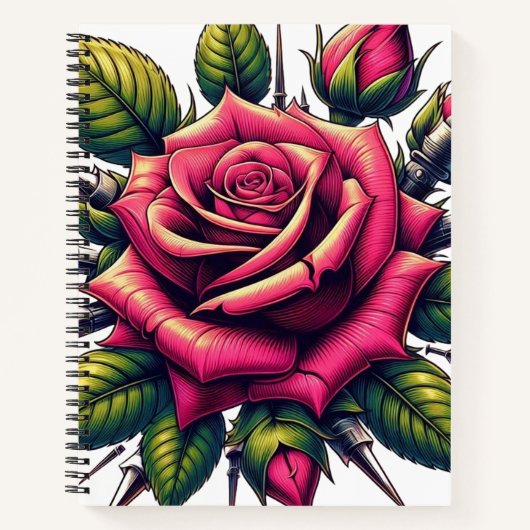 Eine lebendige farbige Rose - Notebook Notizblock (Vorderseite)