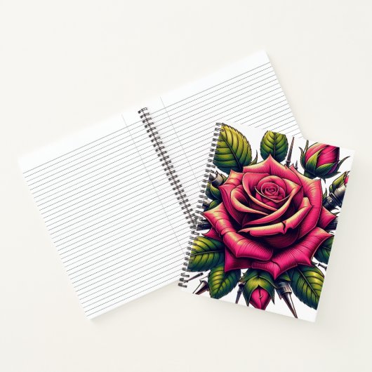 Eine lebendige farbige Rose - Notebook Notizblock (Innenseite)
