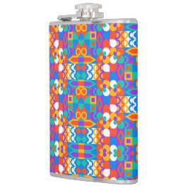 Eine lebendige Flasche mit einem farbenfrohen geom Flachmann