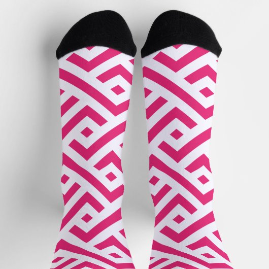 Eine lebendige rosa Farbe, coole Musterdesign Socken (Oben)