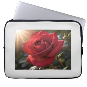 Eine lebendige rote Rose, die Liebe symbolisiert Laptopschutzhülle
