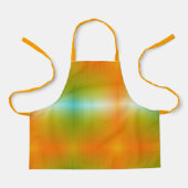 Eine lebendige Schürze mit Grün, Orange und Gelb. (Vorderseite)