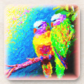 Eine lebendige und fröhliche Regenbogenvögel. Jetz Getränkeuntersetzer (Vorderseite)