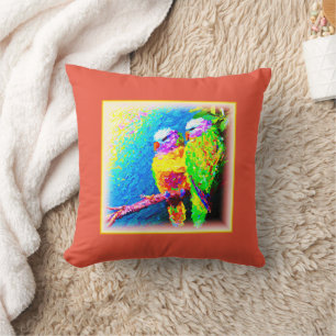 Eine lebendige und fröhliche Regenbogenvögel. Jetz Kissen