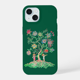 Eine lebendige Zeichnung zeigt einen Fantasiebaum iPhone 15 Hülle