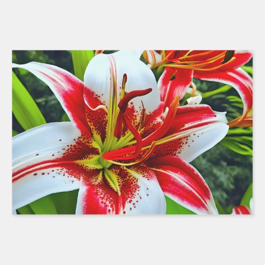 Eine lebhafte Einrichtung aus weißer und gelber Pf Geschenkpapier Set (Vorderseite 2)