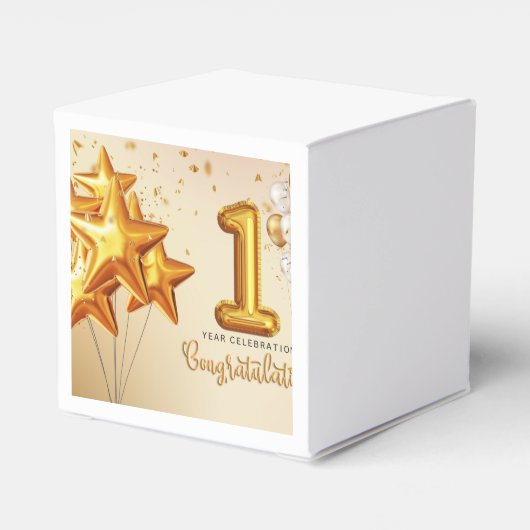 Eine lebhafte Feier von einem Jahr Geschenkschachtel (Rückseite)
