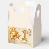 Eine lebhafte Feier von einem Jahr Geschenkschachtel (Geöffnet)