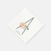 Eine Letter Monogram Blush Paint Floral CR Serviette (Ecke)