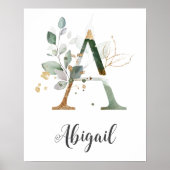 Eine Letter Monogram Green Kinderzimmer Name Wall  Poster (Vorne)