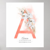 Eine Letter Monogram White Orchias und Pampas Gras Poster (Vorne)