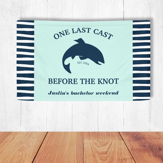 Eine letzte Cast Fishing Bachelor Navy Nautic Banner