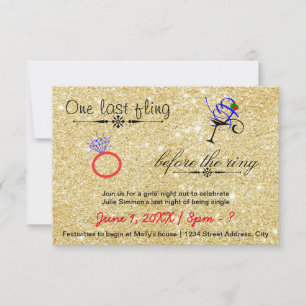 Eine letzte Flug / Gold - 3x5Bachelorette Einladun Einladung