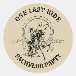 Eine letzte Western-Cowboy-Junggesellenparty Runder Aufkleber