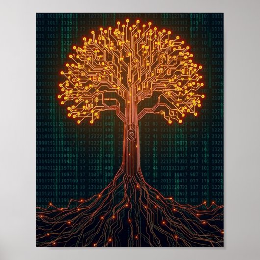 Eine leuchtende Leiterplattenstruktur Poster (Vorne)